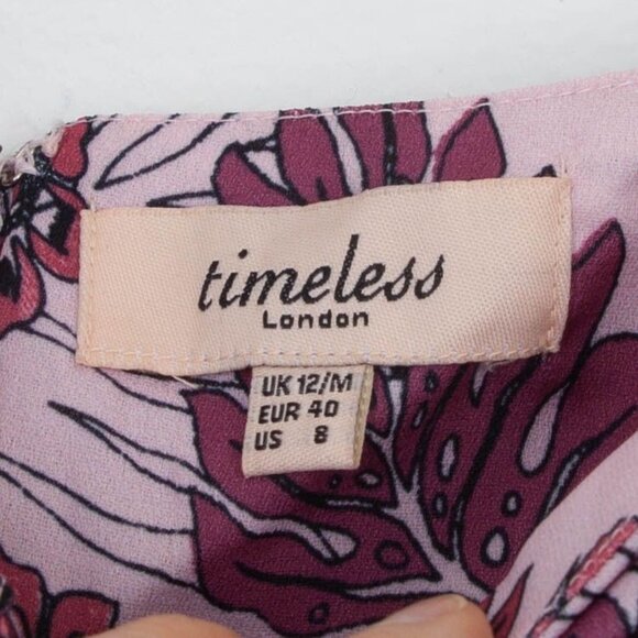 Timeless London Womens Floral Babydoll Midi Dress Size 8 Pink Cottagecore Boho - Picture 5 of 10